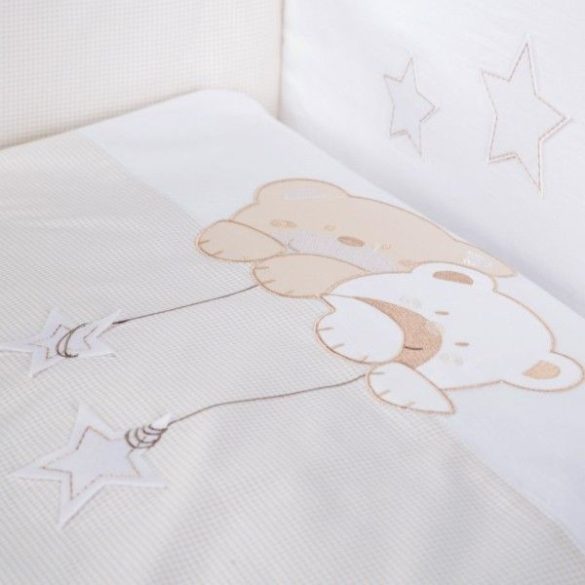 Albero Mio 3-dielna posteľná bielizeň - H185 Macko s hviezdičkami beige-white