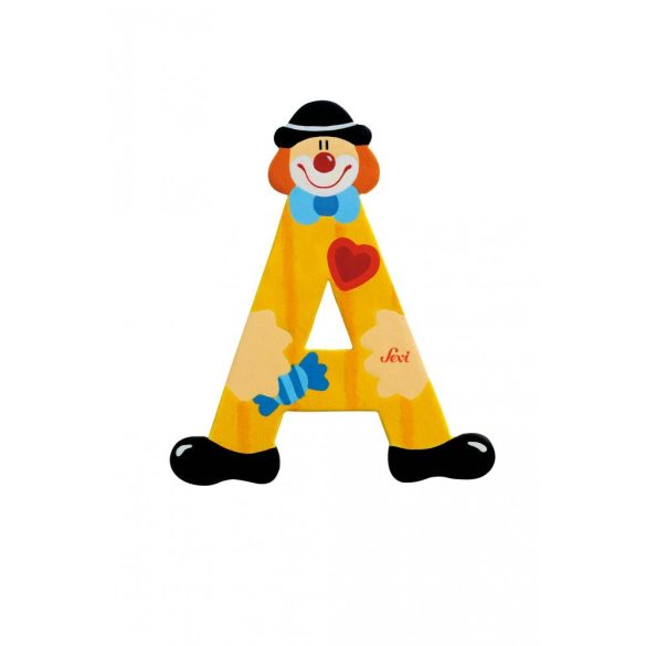 Sevi drevené písmenko - A - Klaun, žlté