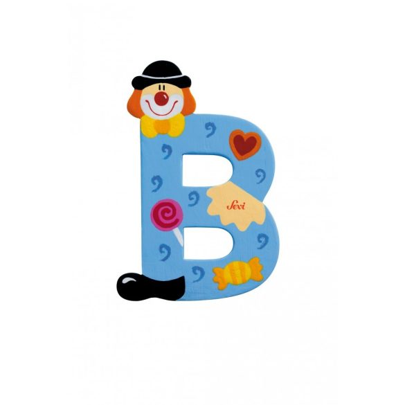 Sevi drevené písmenko - B - Klaun modré