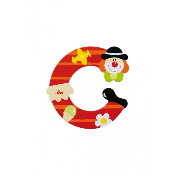 Sevi drevené písmenko - C - Klaun červené