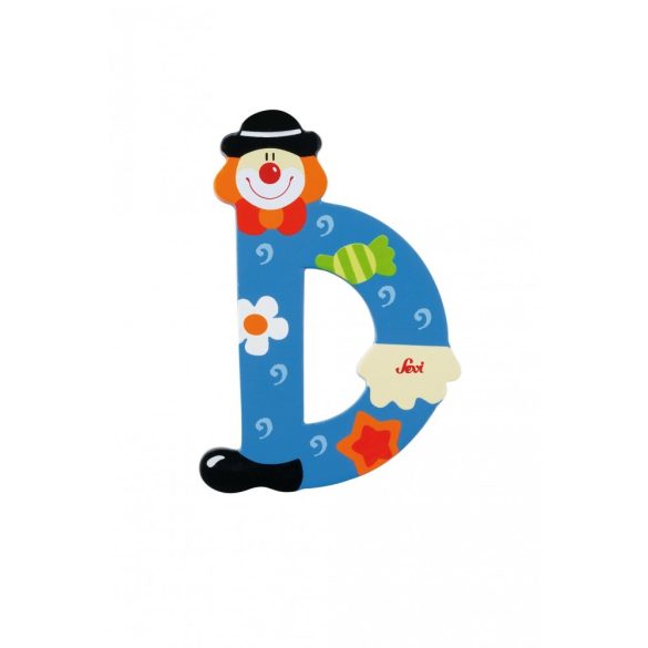 Sevi drevené písmenko - D - Klaun modré
