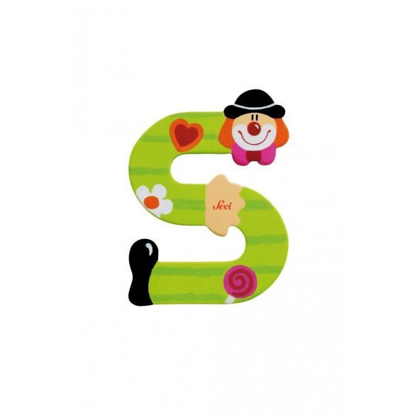 Sevi drevené písmenko - S - Klaun zelené