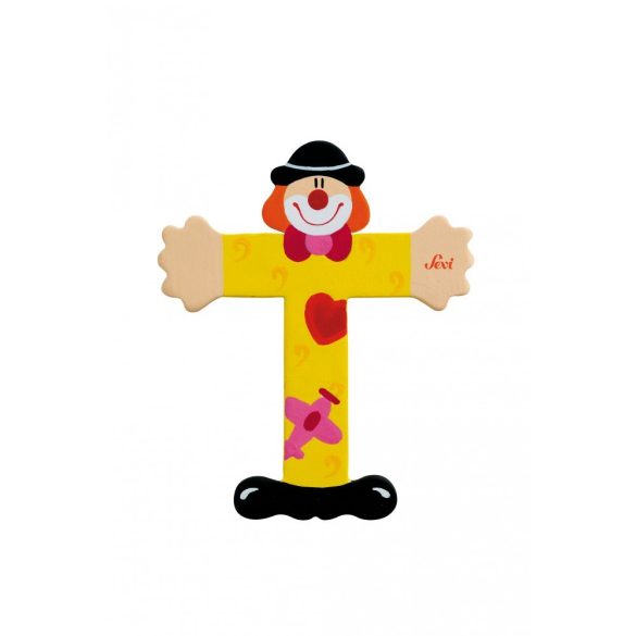 Sevi drevené písmenko - T - Klaun žlté