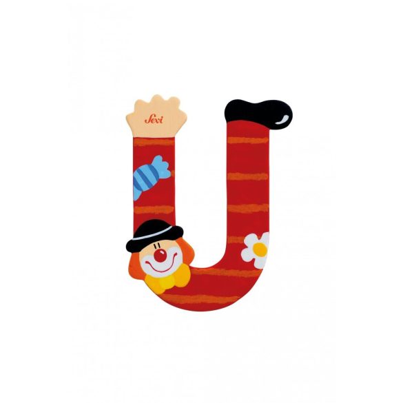 Sevi drevené písmenko - U - Klaun červené