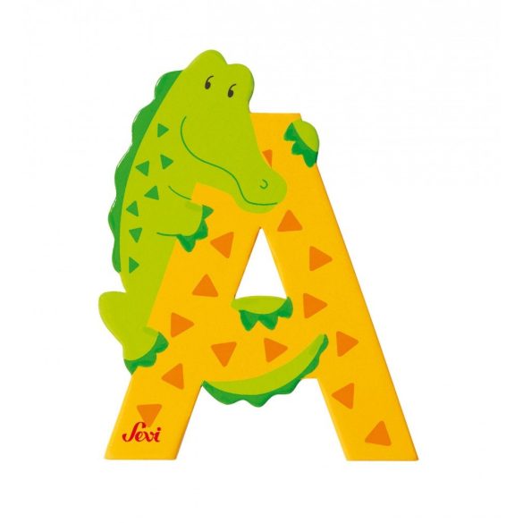 Sevi drevené písmenko - A - Aligátor, žlté