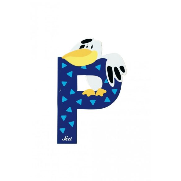 Sevi drevené písmenko - P - Pelikán modré