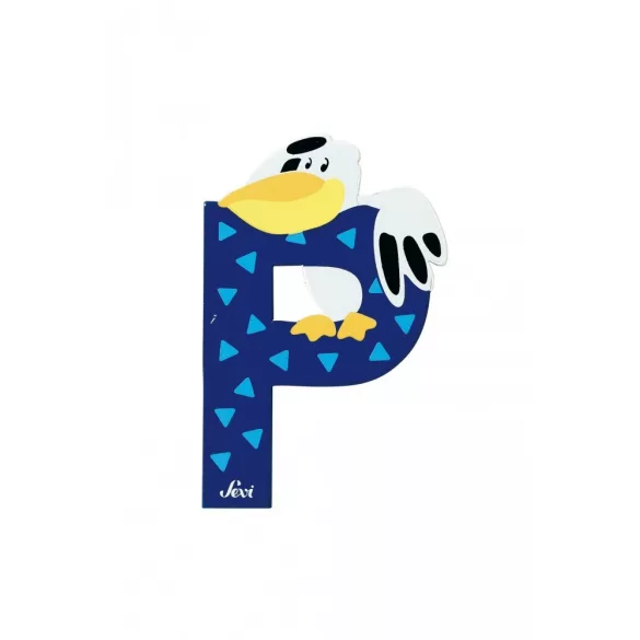 Sevi drevené písmenko - P - Pelikán modré