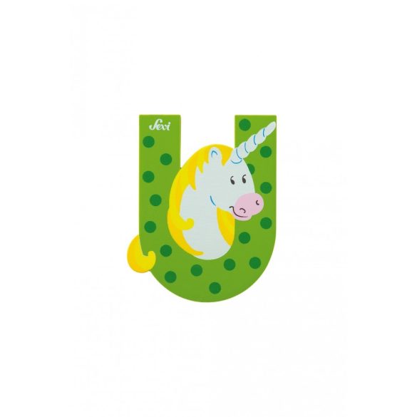 Sevi drevené písmenko - U - Unikorn zelené