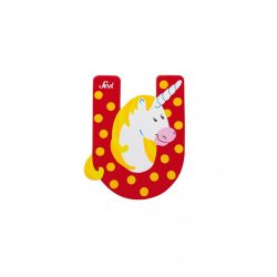 Sevi drevené písmenko - U - Unikorn červené