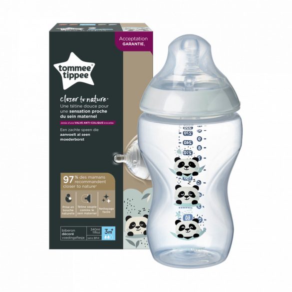 Tommee Tippee Closer To Nature dojčenská fľaša bez BPA 340ml panda