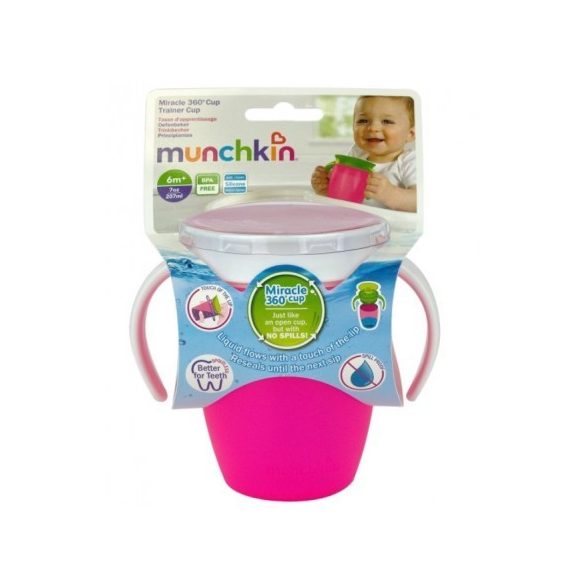 Munchkin Miracle 360 hrnček s úchytkom 200ml - pink