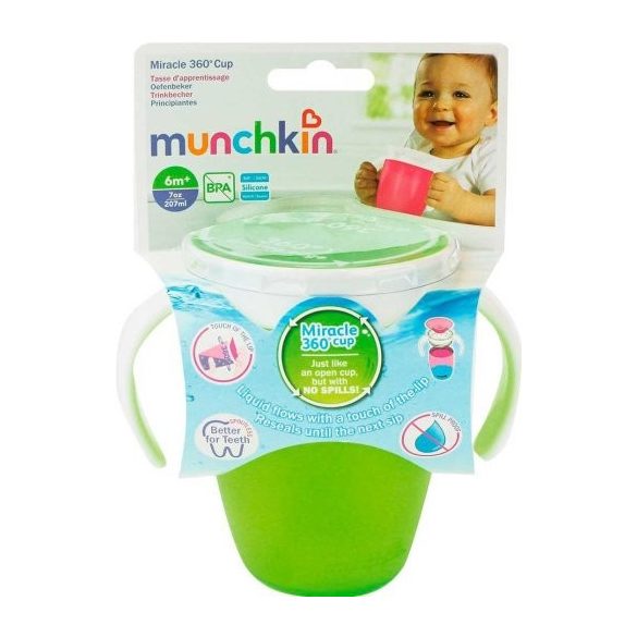 Munchkin Miracle 360 hrnček s úchytkom 200ml - zelený