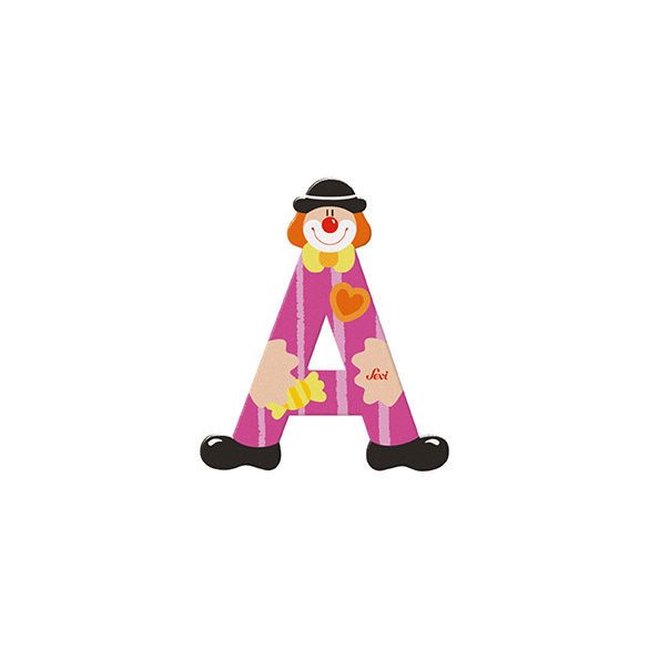 Sevi drevené písmenko - A - Klaun pink