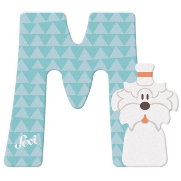 Sevi drevené písmenko - M - Maltese pes bledomodré