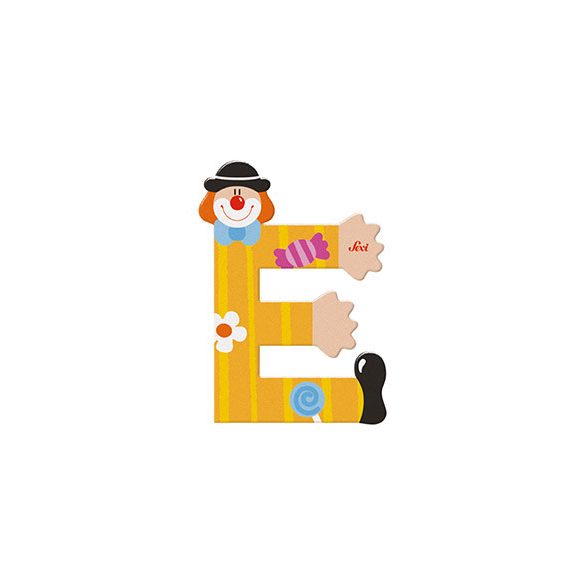 Sevi drevené písmenko - E - Klaun žlté