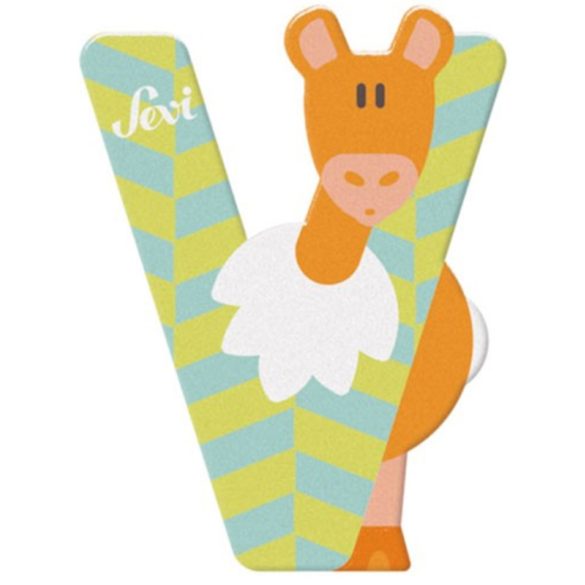 Sevi drevené písmenko - V - Vikuňa modro-zelené