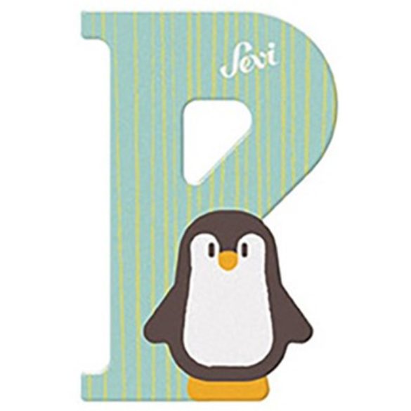 Sevi drevené písmenko - P - Zvieratko modro-zelené