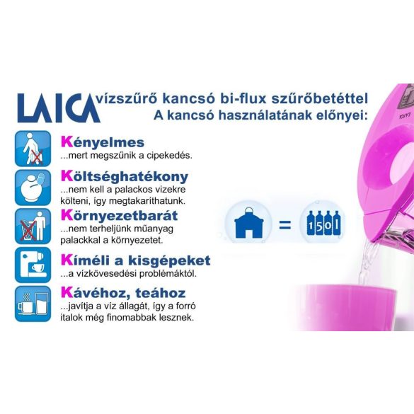 Laica Clear Line biela filtračná kanvica (1 Bi-Flux s univerzálnou vložkou filtra)