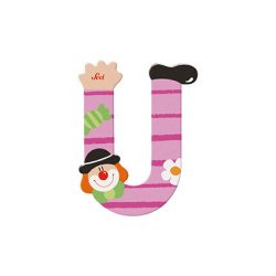 Sevi drevené písmenko - U - ružový Klaun