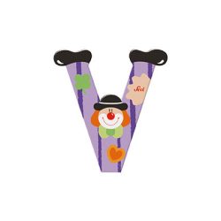 Sevi drevené písmenko - V - fialový klaun