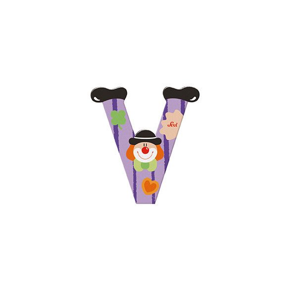 Sevi drevené písmenko - V - fialový klaun