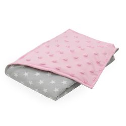 Scamp Minky prikrývka 75*100cm Pink sivé srdiečka
