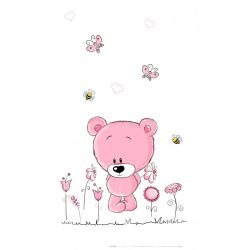   Best4Baby Pink medvedík biela záclona do detskej izby - mušelínová záclona