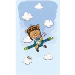   Best4Baby Medvedík v lietadle záclona do detskej izby - mušelínová záclona