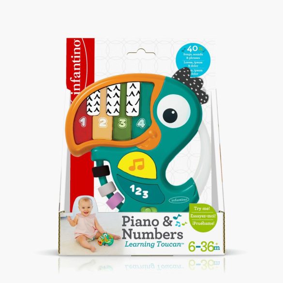 Infantino Piano & Numbers hudobná hračka - tukan