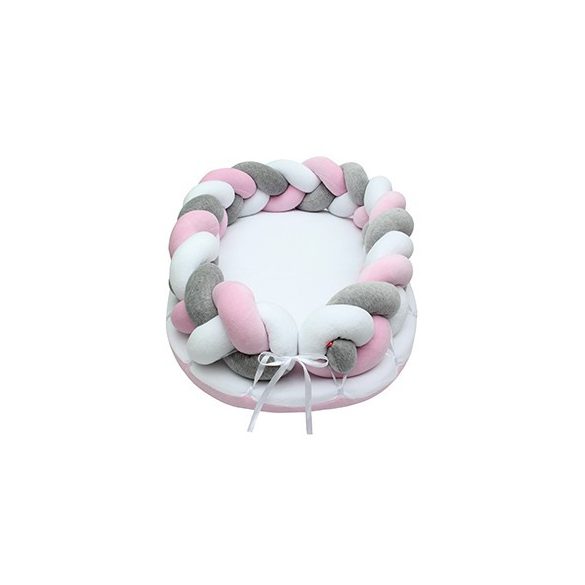 Scamp pletené hniezdo - biela sivá ružová