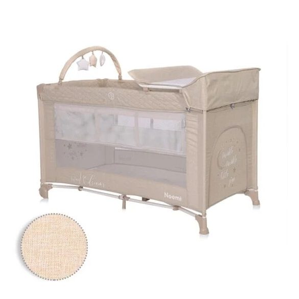 Lorelli Noemi 2 Plus multifunkčná cestovná postieľka Fog Beige Star