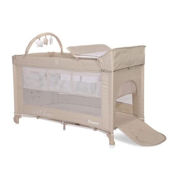 Lorelli Noemi 2 Plus multifunkčná cestovná postieľka Fog Beige Star