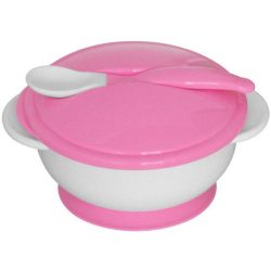 Baby Care tanier na kŕmenie + lyžička - blush pink