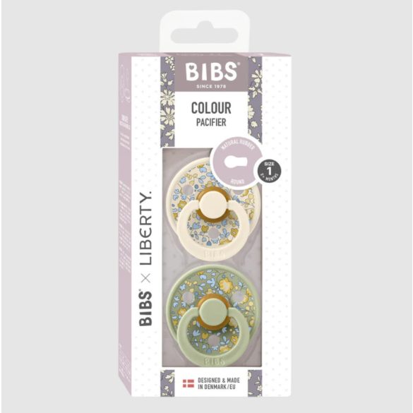 BIBS Liberty Colour cumlík 2ks Eloise Latex Size 1 Ivory / Sage