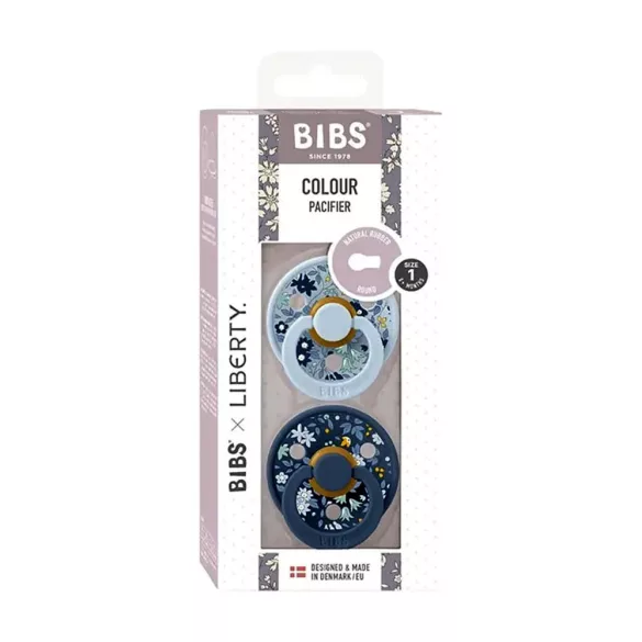 BIBS Liberty Colour cumlík 2ks Camomile Lawn Latex Size 1 Baby Blue / Steel Blue