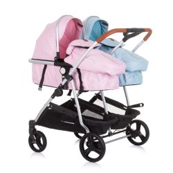 Chipolino Duo Smart kočík pre dvojičky - Rose water/sky