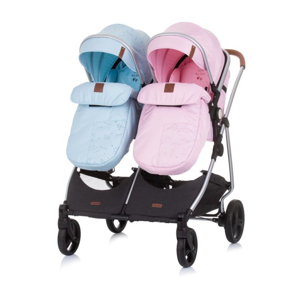 Chipolino Duo Smart kočík pre dvojičky - Rose water/sky