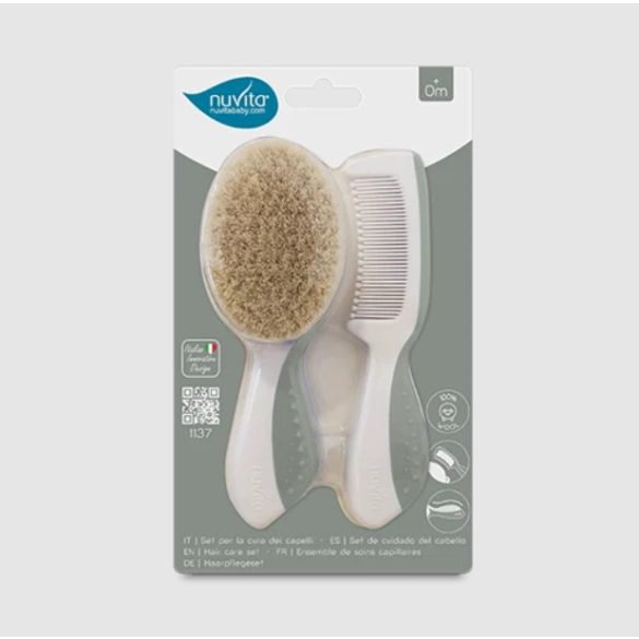 Nuvita hrebeň a kefka - Sage green - 1137