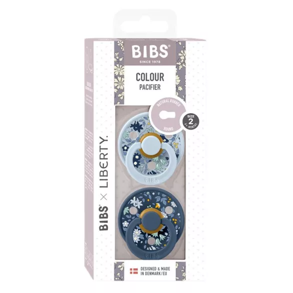 BIBS Liberty Colour Camomile Lawn Latex veľkosť 2 -  Baby Blue / Steel Blue