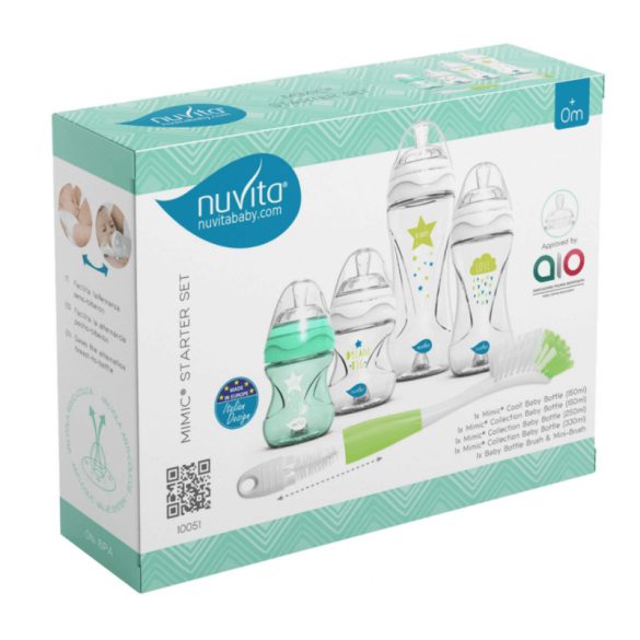 Nuvita súprava fliaš + Mimic kefa na umývanie fliaš - Green - 10051