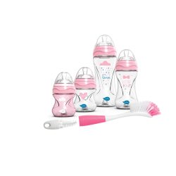   Nuvita súprava fliaš + Mimic kefa na umývanie fliaš - Pink - 10051