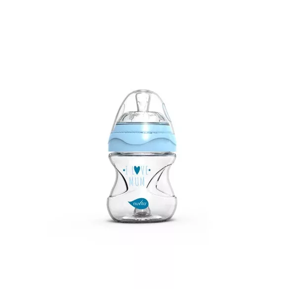 Nuvita Collection sklenená dojčenská fľaša 140ml - blue - 6013