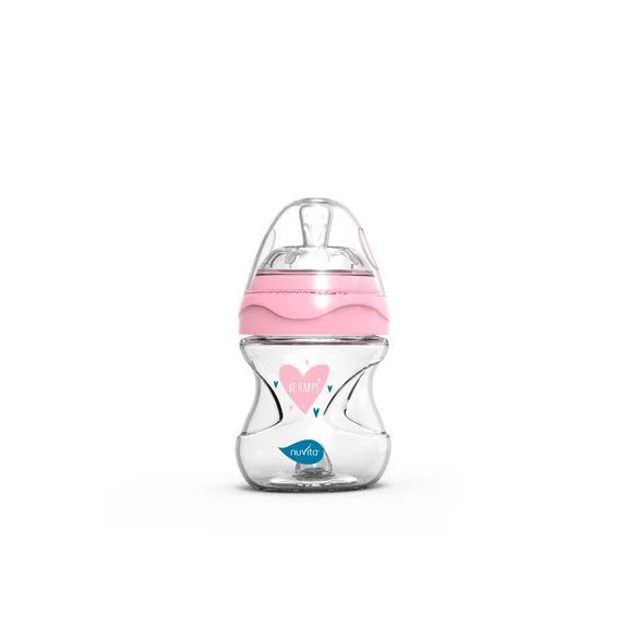 Nuvita Collection sklenená dojčenská fľaša 140ml - pink - 6013
