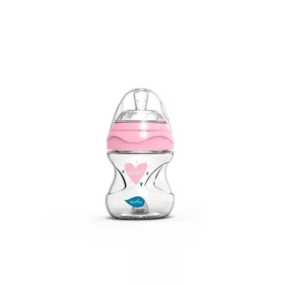 Nuvita Collection sklenená dojčenská fľaša 140ml - pink - 6013