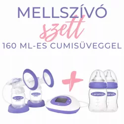   Lansinoh 2 v 1 elektrická dvojitá odsávačka mlieka + sada 2 ks 160 ml fľašiek