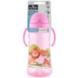 Baby Care Safari športová fľaša so slamkou 330 ml - pink