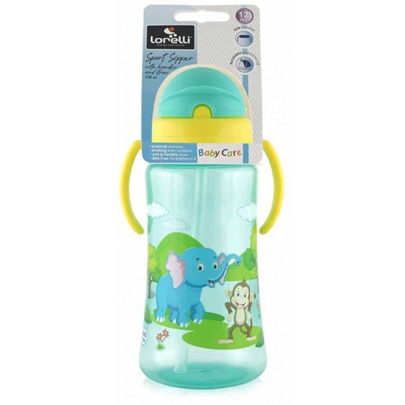Baby Care Safari športová fľaša so slamkou 330 ml - green