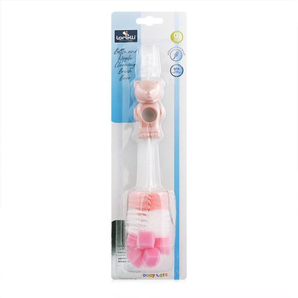 Baby Care kefa na čistenie fliaš a cumlíkov Macík - Bear Blush Pink