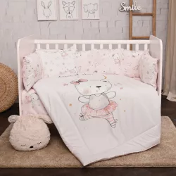   Lorelli 5-dielna sada posteľnej bielizne - Pink Ballerina Bear