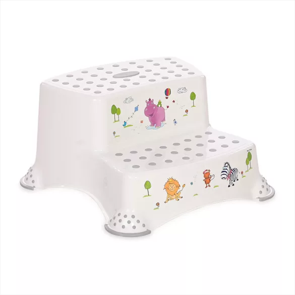 Lorelli dvojitý schodík – Hippo white-grey